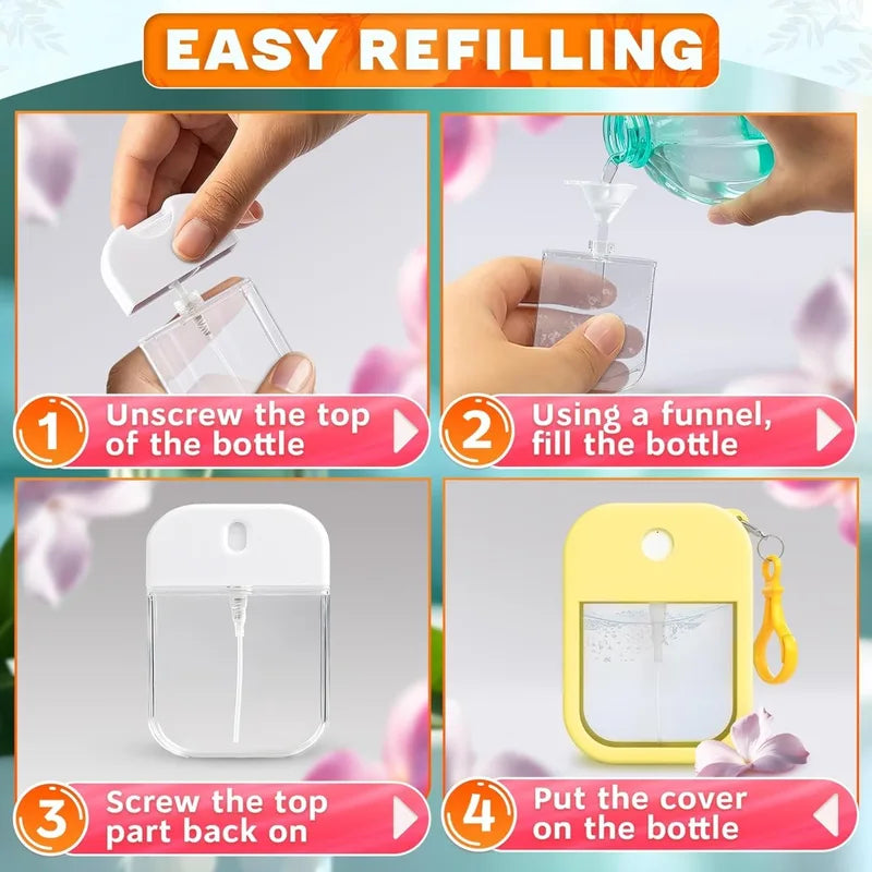 38ml Portable Refillable Card Spray Bottle with Silicone Hook for Hand Sanitizer & Travel