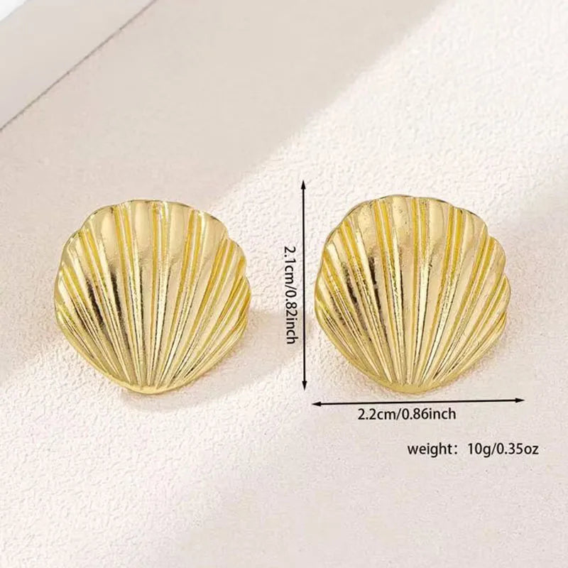 Ocean Shell Texture Stud Earrings for Women Trendy Jewelry Personalization Daily Wear