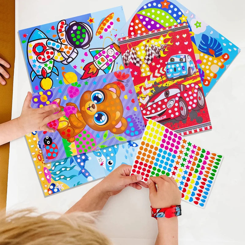 Children Dot Coloring Book with Mosaic Puzzle Stickers - Creative Educational Art Toy