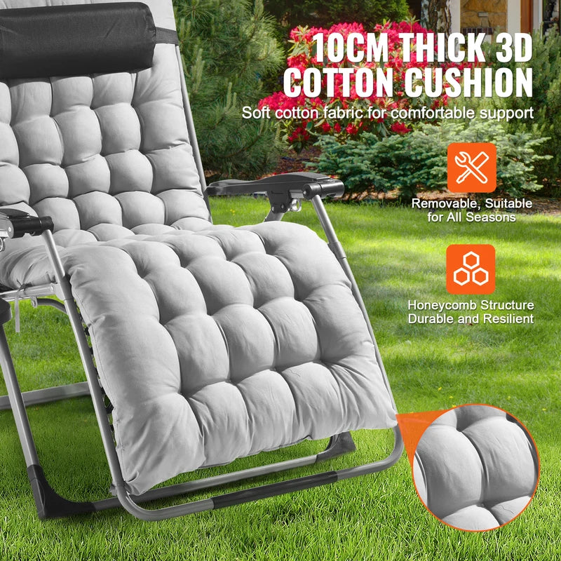 Zero Gravity Lounge Chair Recliner with Cushion Footrest & Cupholder - Adjustable Outdoor Recliner