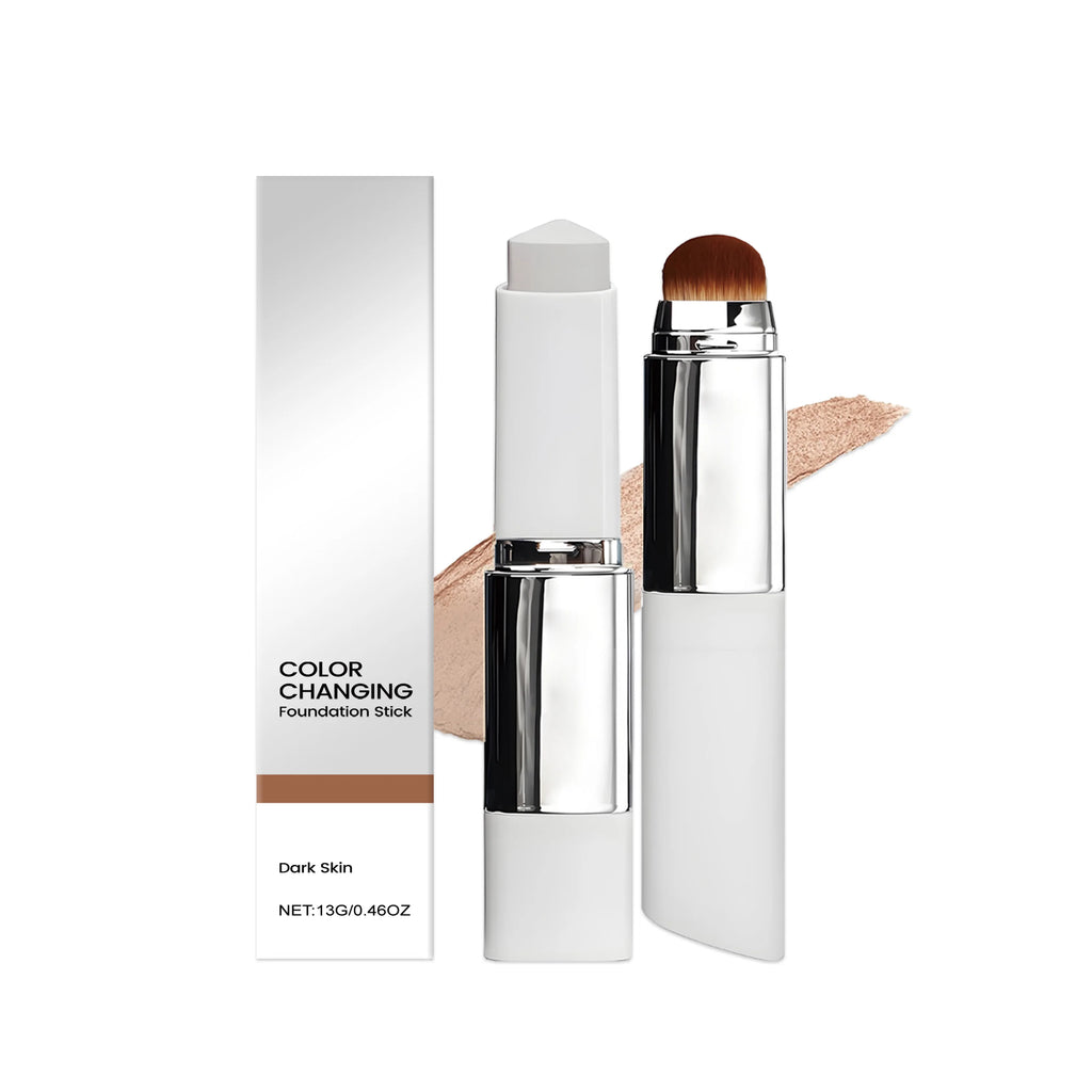 Two-in-One Color-Changing Foundation Stick - Lightweight, Full Coverage, Natural Finish, 13g