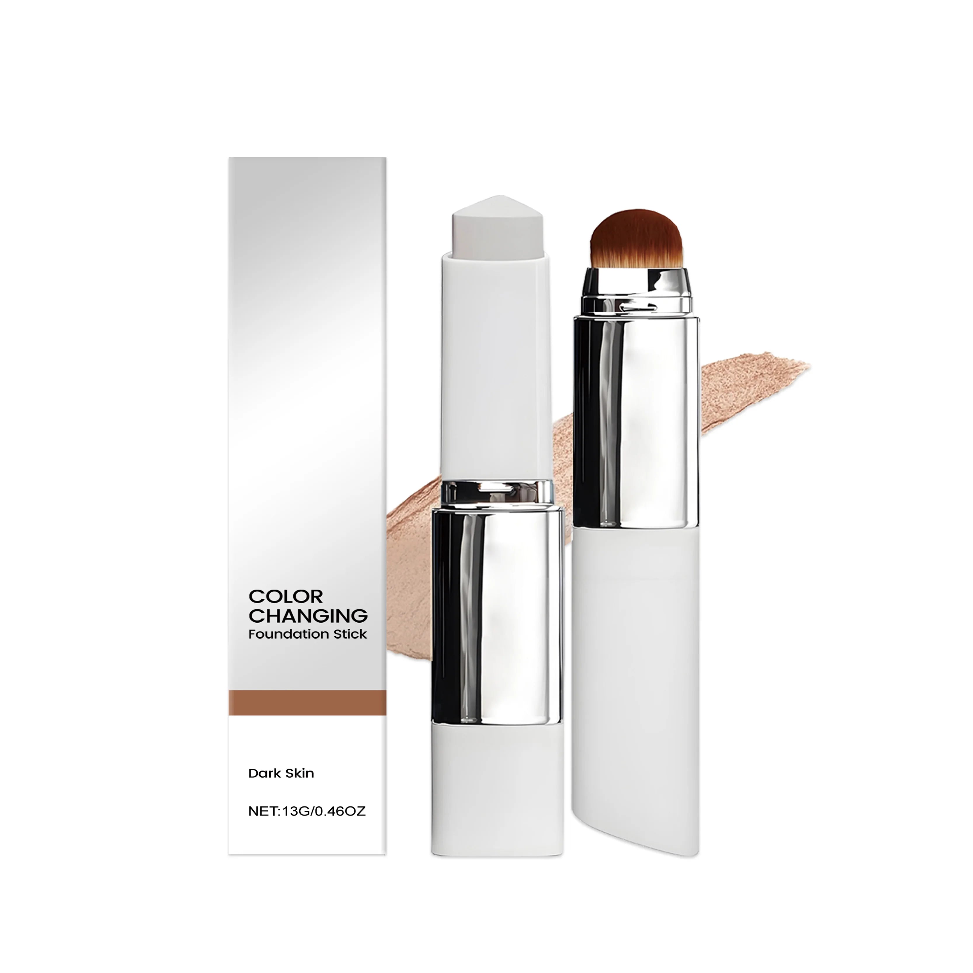 Two-in-One Color-Changing Foundation Stick - Lightweight, Full Coverage, Natural Finish, 13g