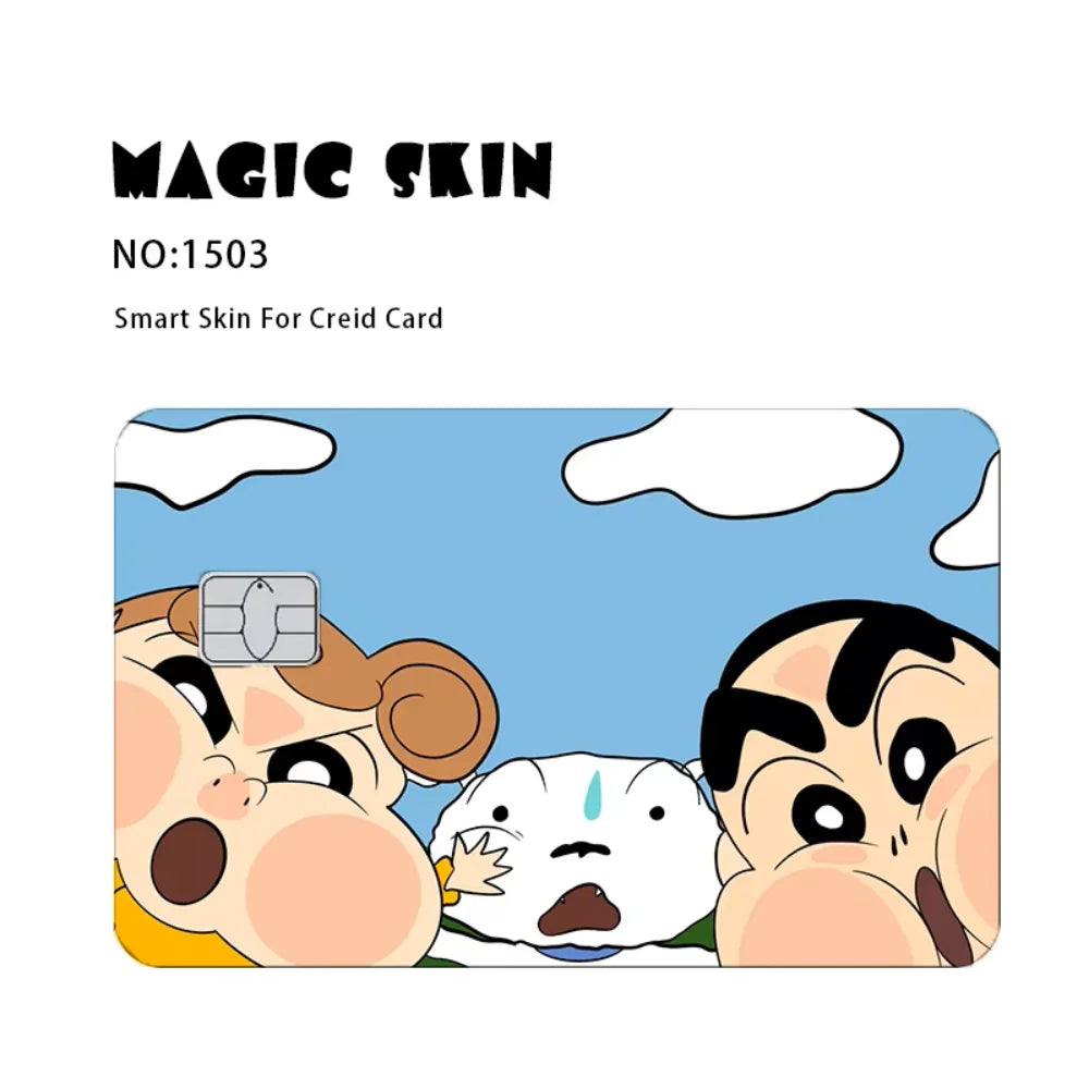 Kawaii Crayon Shin-Chan PVC Card Skin Tape Waterproof Scratch-Resistant Stickers