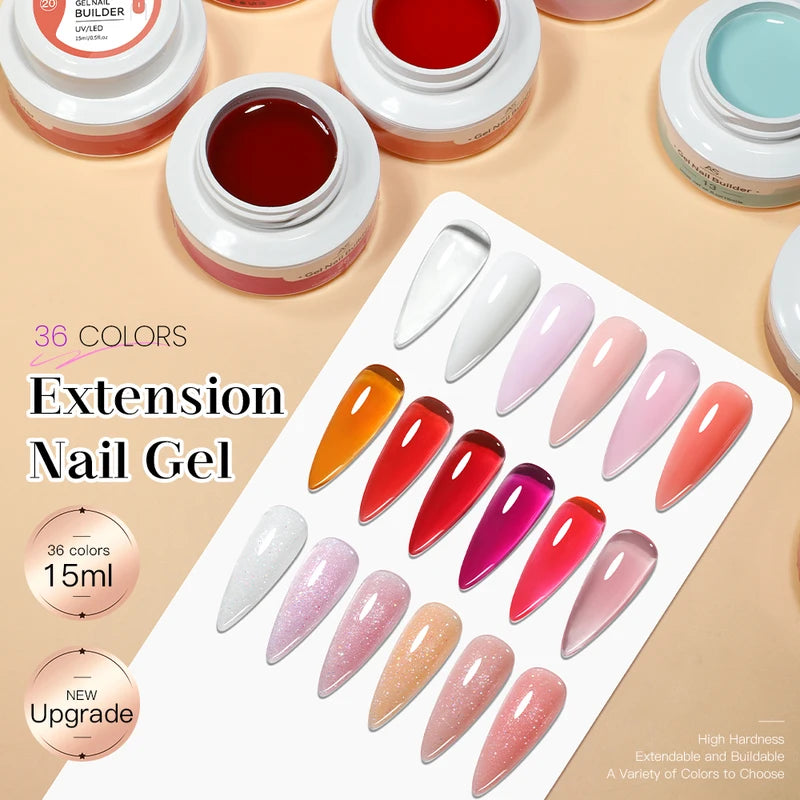 Painless Builder Nail Gel - Self-Leveling UV LED Hard Gel for Nail Extensions and Strengthening