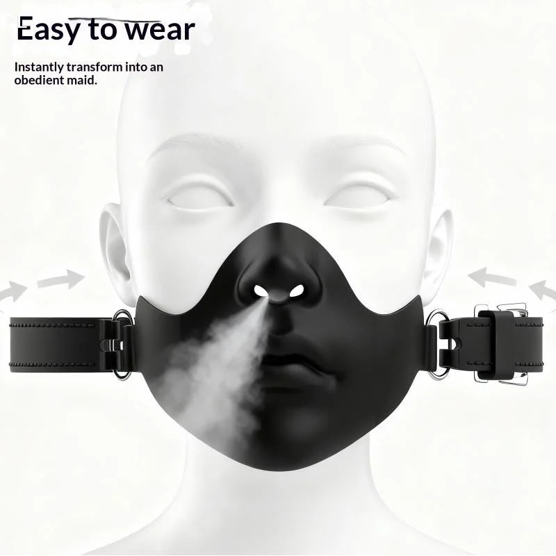 Black Silicone Half Face Mask with Adjustable Strap for Cosplay & Halloween