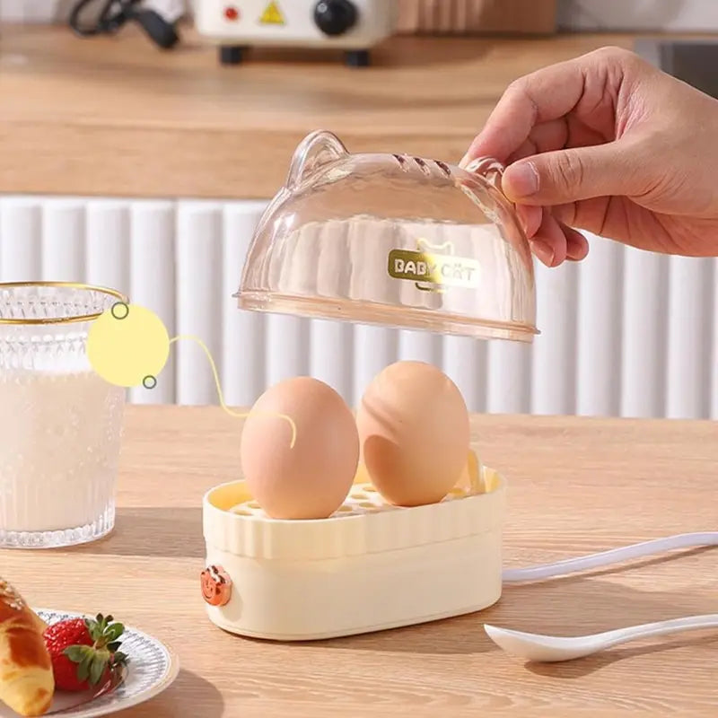 Electric Egg Cooker Steamer with Auto Power-Off, Cat Shape Food Steamer for Kitchen