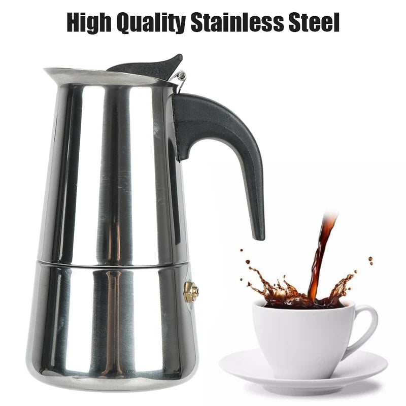 Stainless Steel Moka Coffee Maker - Stovetop Espresso Pot for 2/4/6/9 Cups