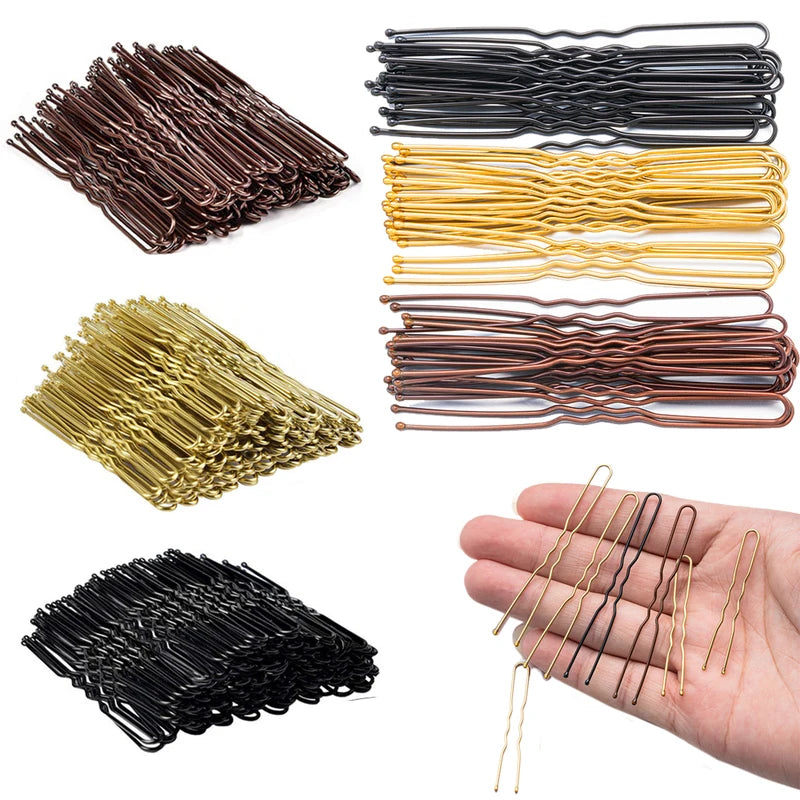 50Pcs Metal Waved U-Shaped Hair Pins for Women and Girls Hair Styling Accessories
