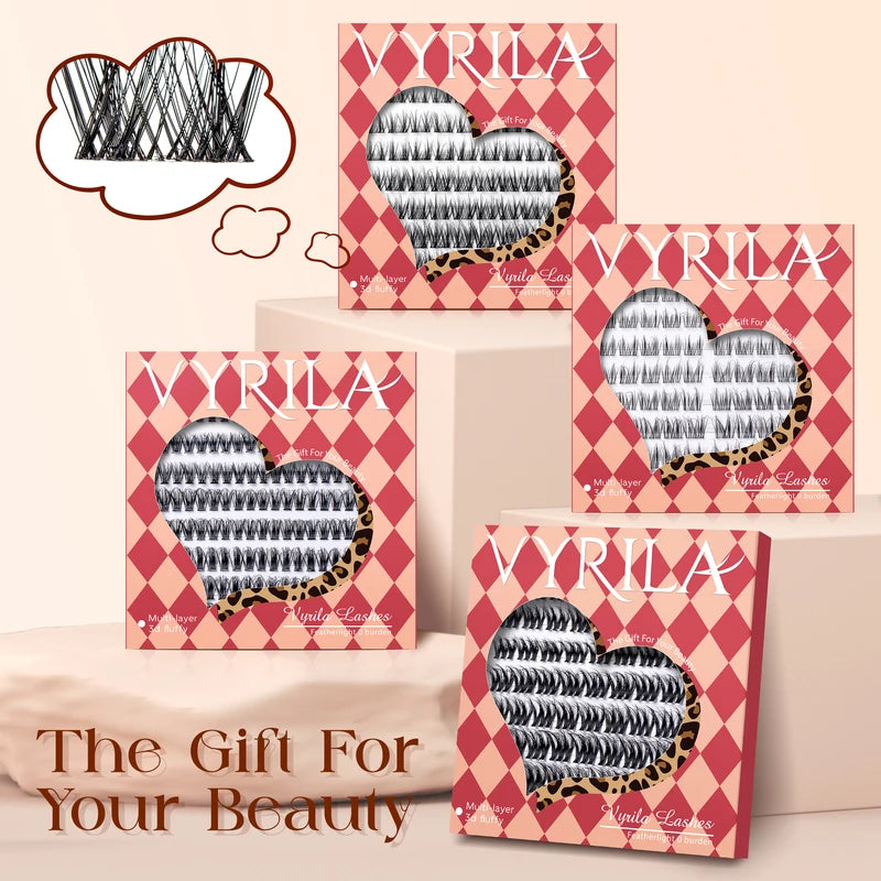 Individual Lash Clusters 0.05mm PBT Fiber Eyelash Extensions for DIY Natural & Fluffy Looks