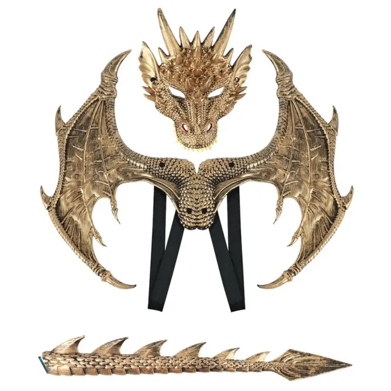 Children's Dragon Costume Set with Wings, Tail & Mask for Role Play Halloween Cosplay
