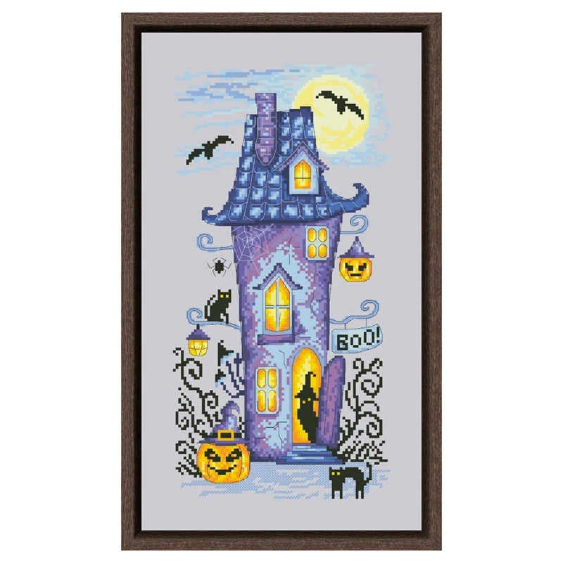 Halloween Cross Stitch Kit Ghost Pumpkin Cartoon Embroidery Set 14ct Canvas