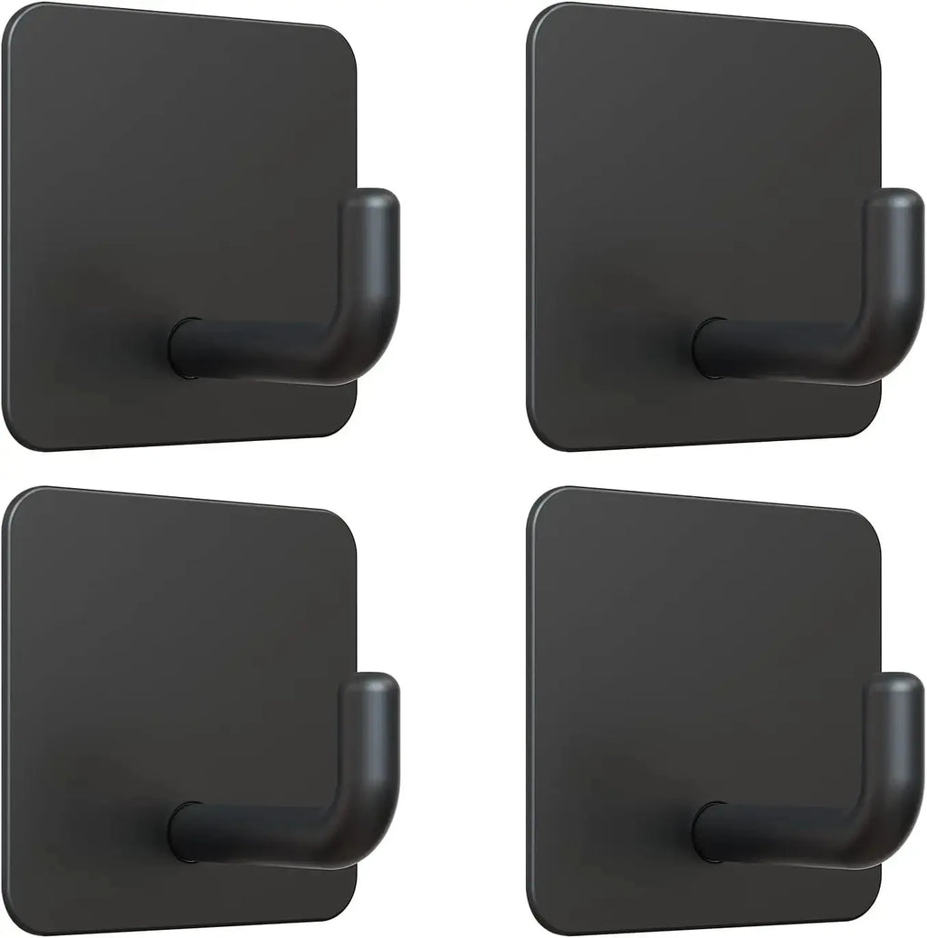 4PCS Stainless Steel Wall Mount Hooks Self-Adhesive Key Towel Jacket Bag Rack