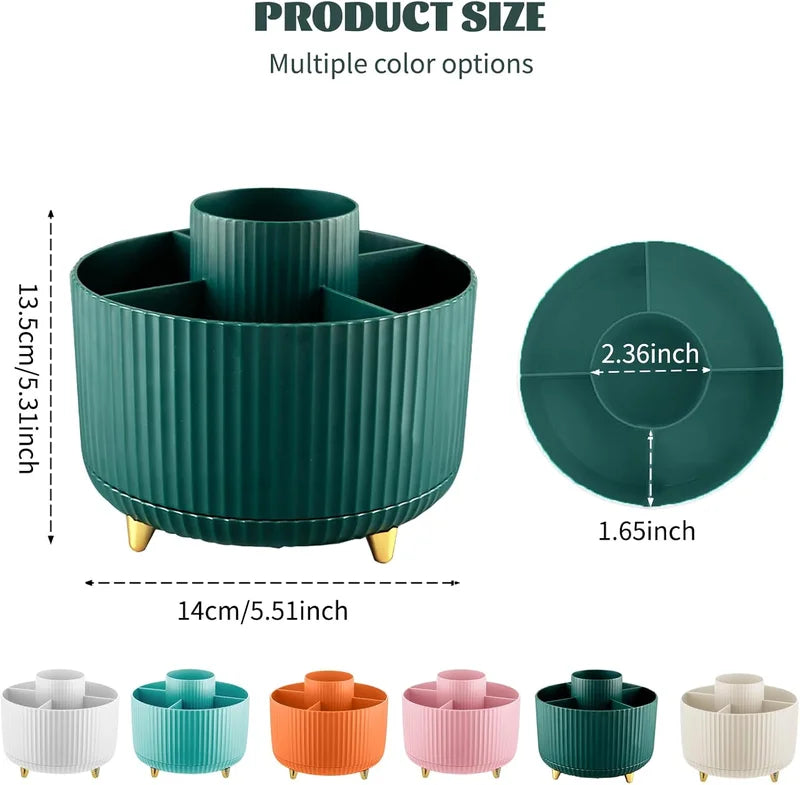 Rotating Makeup Brush Organizer 5 Slots Multi-Functional Desktop Storage