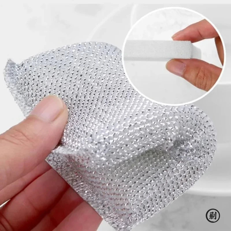 4Pcs Kitchen Dishwashing Sponge Set - Scratch-Free Pot Brush Household Cleaning