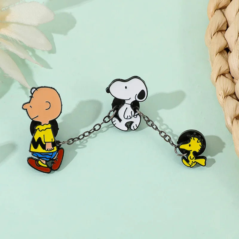 Snoopy Enamel Badge Pins Set - Cartoon Brooch for Backpack & Clothes