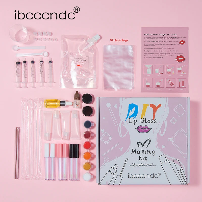 DIY Lip Gloss Making Kit with Glitter Pigments & Tools - Create Custom Lip Color