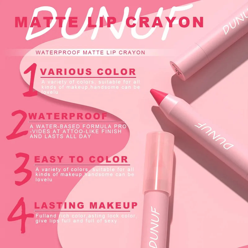 Waterproof Matte Lipstick Pencil - 18 Color Lip Makeup & Lip Liner Set