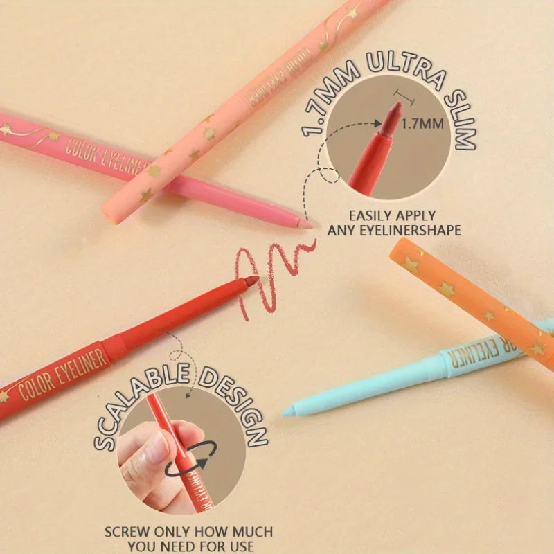 Waterproof Colorful Gel Eyeliner Pencil - Long-Lasting Natural Matte Eye Makeup