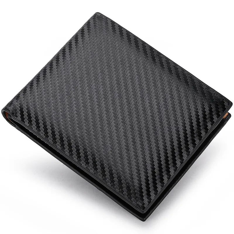 Men's Carbon Fiber Wallet with Zipper Change Holder - Slim Card & Bill Organizer