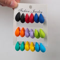 9-Pair Acrylic Waterdrop Earrings Set - Colorful Matte Tear Drop Jewelry for Women