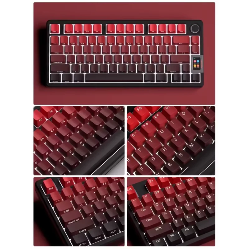 Mechanical Keyboard Keycaps Set 136 Keys PBT Side Engraved Red Black Gradient