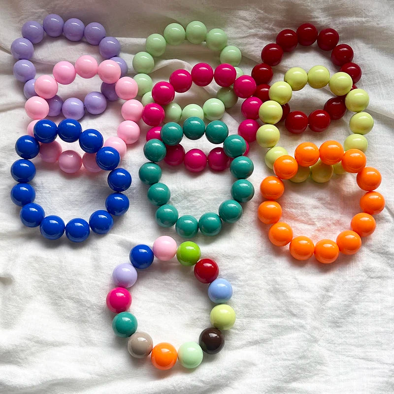 Colorful Acrylic Beaded Bracelet Set - Chunky Stacking Jewelry for Women