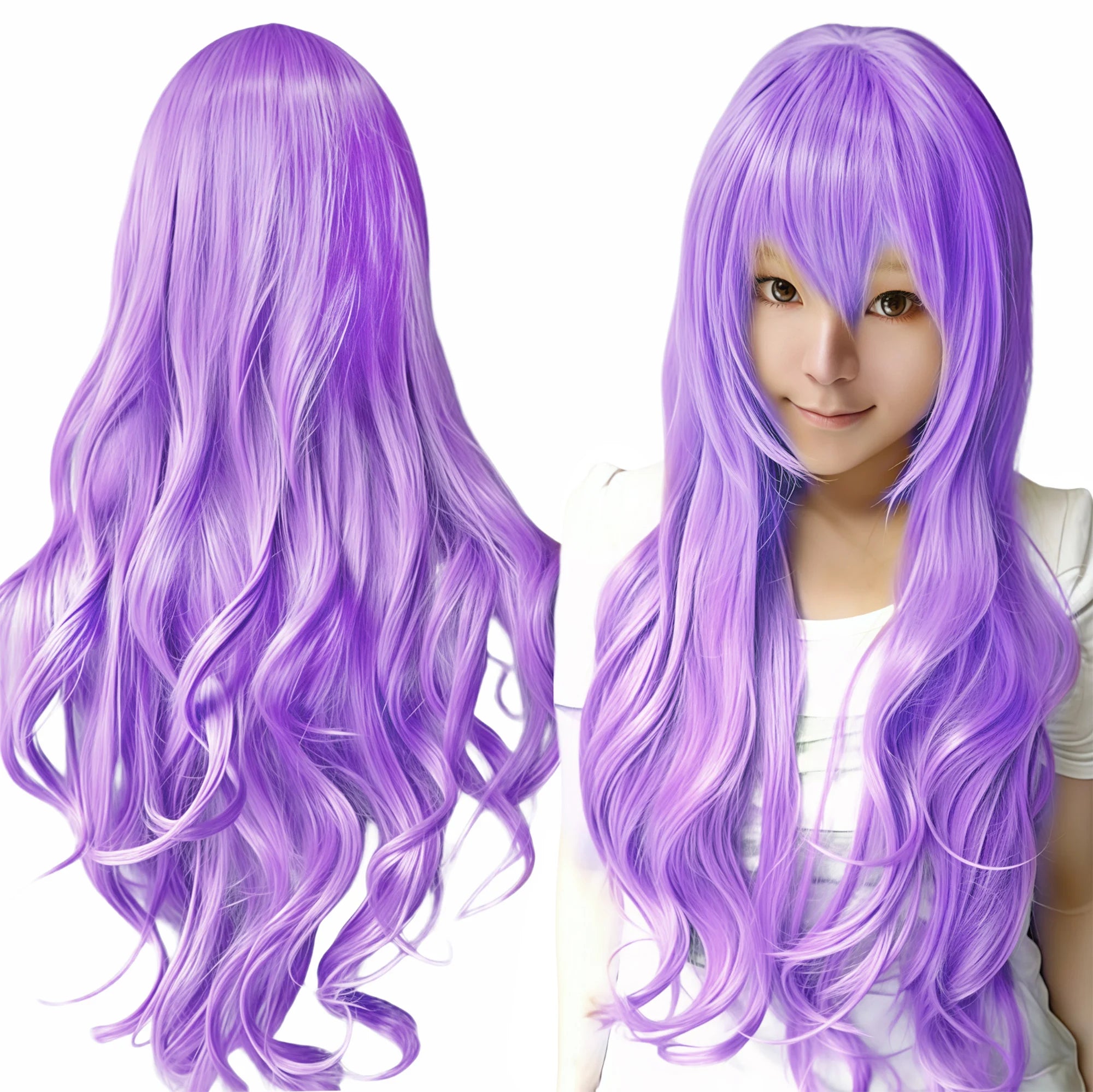 Synthetic Curly Anime Cosplay Wig with Adjustable Cap - Multiple Colors