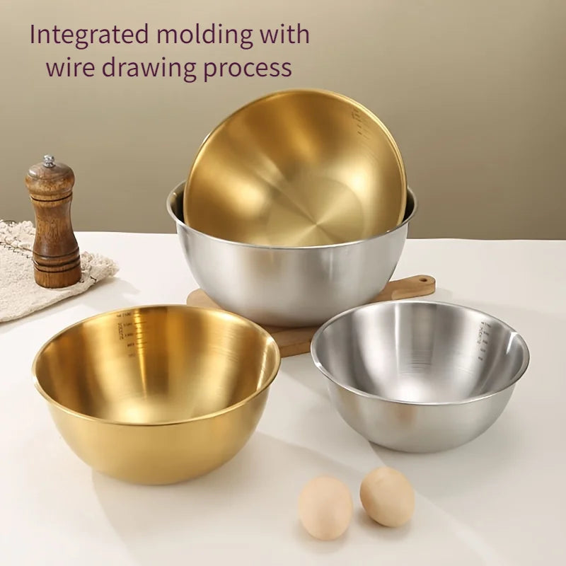 Stainless Steel Mixing Bowls Set - Large Salad & Dough Bowls for Kitchen