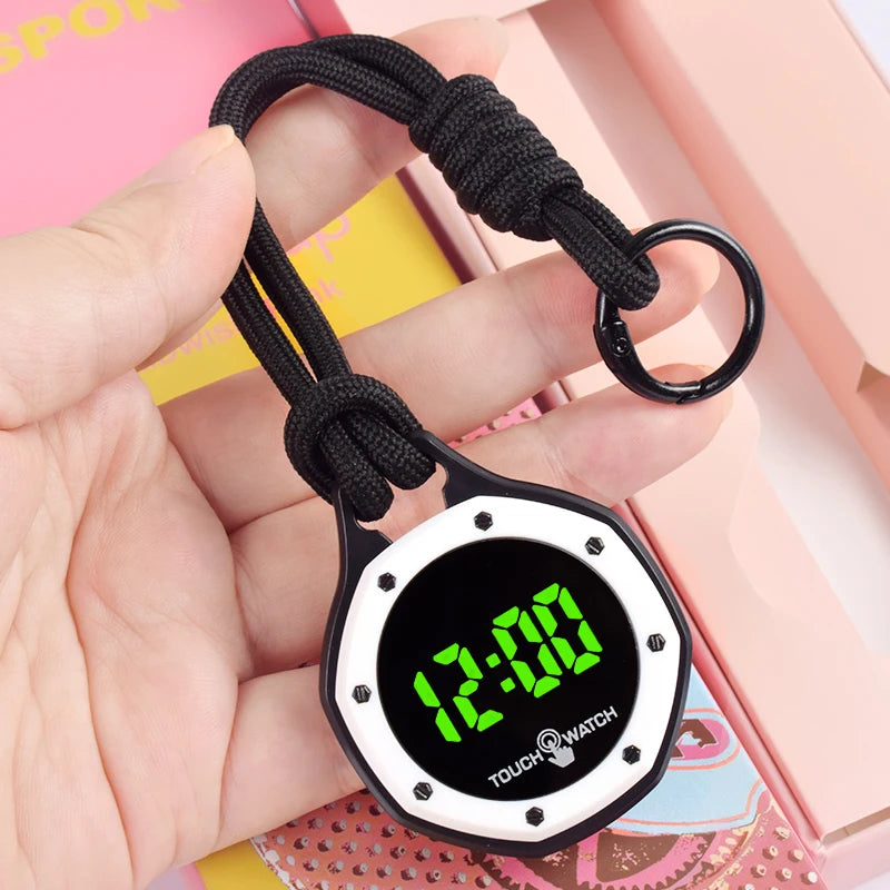 Digital Hanging Watch with Braided Rope Lanyard - Portable LED Pendant Clock