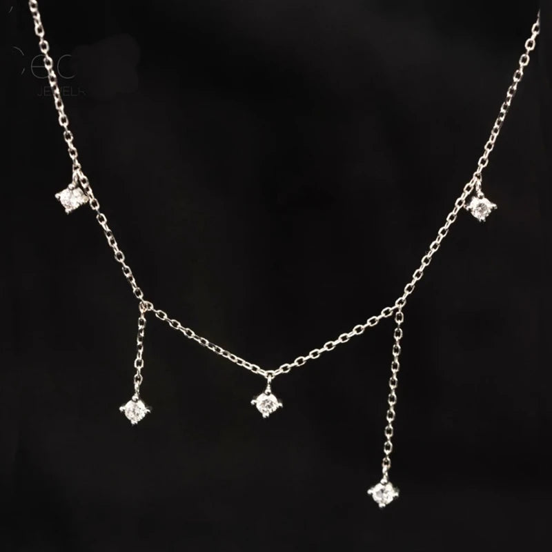 Sterling Silver Zircon Star Necklace for Women - Gold Plated Choker Jewelry