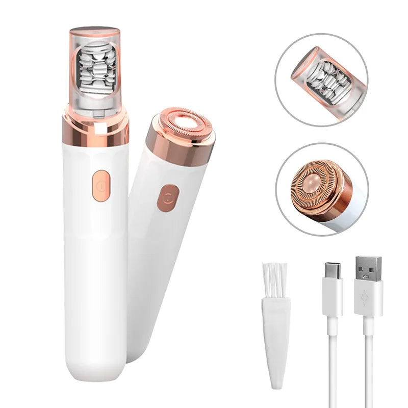 2-in-1 Facial Hair Removal System for Women - Epilator & Razor, Waterproof, Cordless