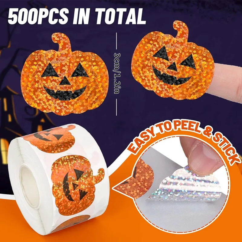 Halloween Pumpkin Stickers Set - 100-500pcs Round Gift Wrap Labels
