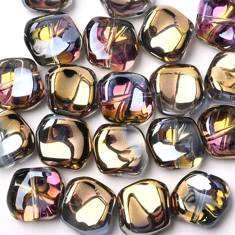 20Pcs Irregular Glass Beads for Jewelry Making - Rainbow AB Crystal Mix