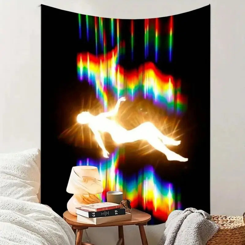 Neon Rainbow Tapestry Wall Art for Bedroom Living Room Decor - Polyester All-Season Home Decoration