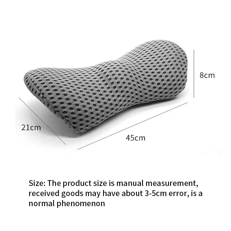 Breathable Memory Foam Lumbar Support Cushion for Car & Bed - Support Pillow