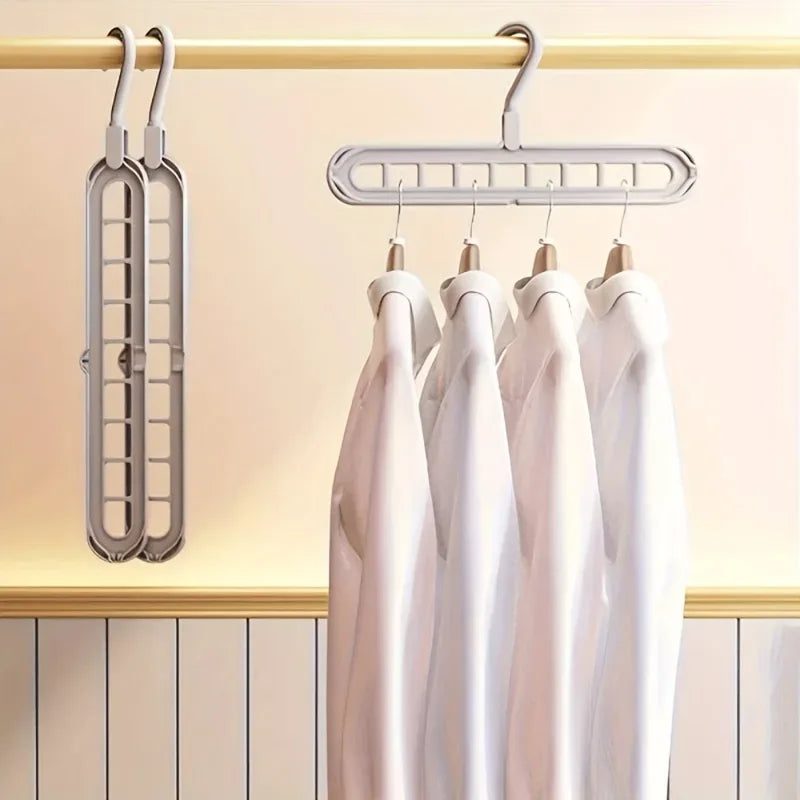 Foldable Clothes Hanger Set - Space-Saving Wardrobe Organizer with Multi-Functional Hooks