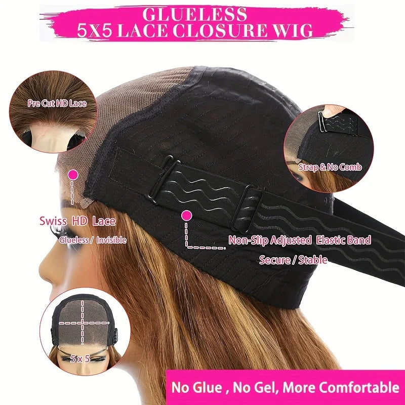 Human Hair Lace Front Wigs 4/27 Ombre Deep Wave HD Transparent Lace - 200% Density