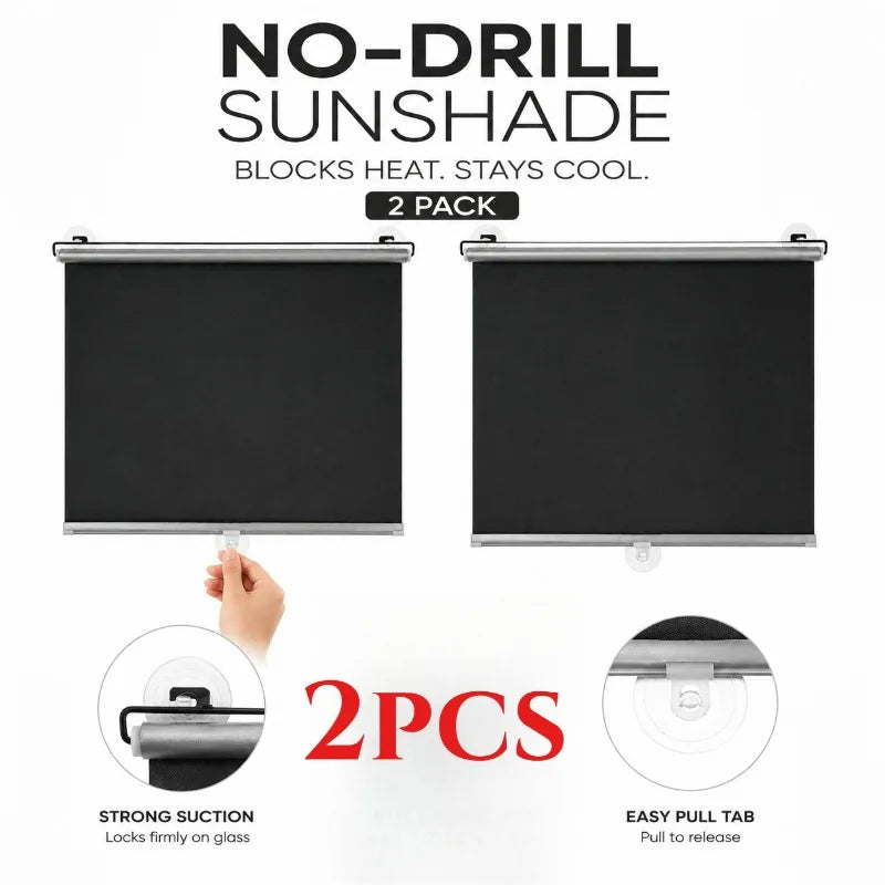 No-Drill Suction Cup Sun Shade Curtains Automatic Retractable Roll-Up Blinds