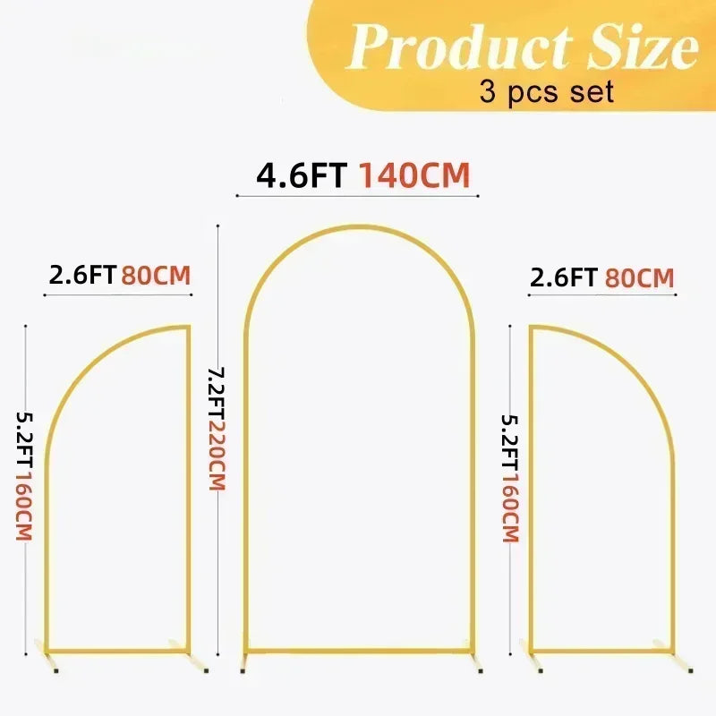Large Metal Balloon Arch Backdrop Stand for Weddings & Events, Reusable Gold Frame
