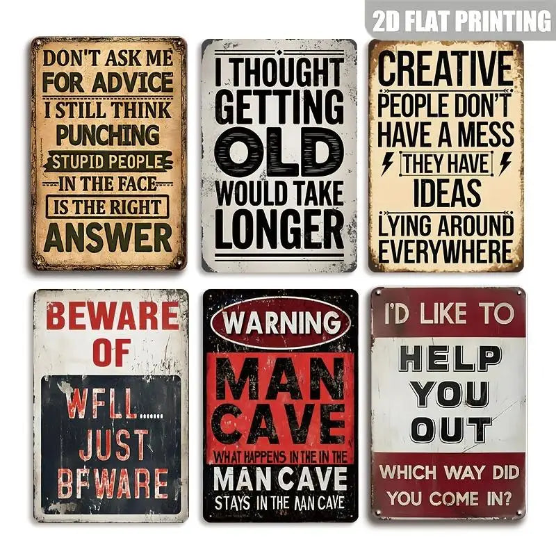 Retro Wooden Signs 6-Piece Wall Art Decor Set for Home & Outdoor