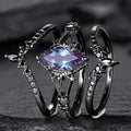Vintage Black Geometric Zircon Women's Ring Set - Engagement Party Jewelry