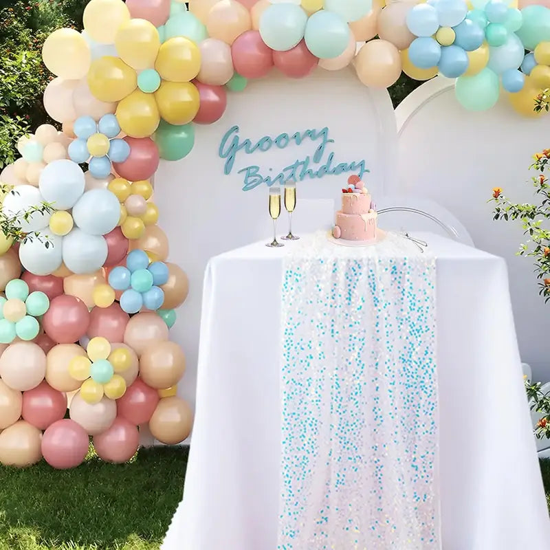 Iridescent Glitter Sequin Table Runner for Wedding & Party Decor