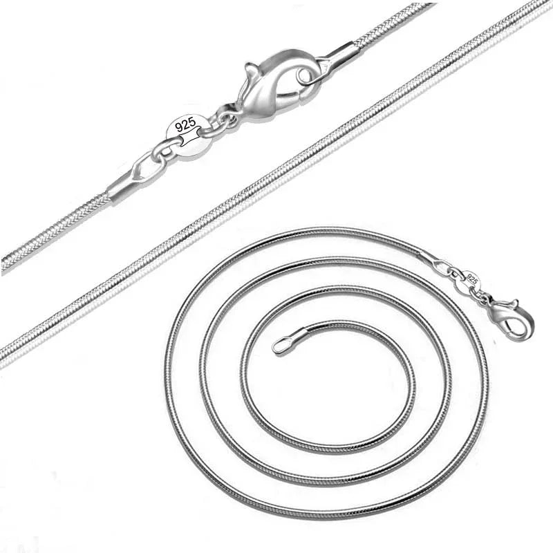 Sterling Silver Necklace Women Snake Chain 1mm Jewelry 16-24in