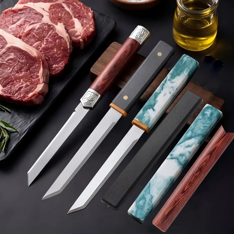 Portable Stainless Steel Fruit Knife - Sharp Handheld Meat & Food Cutter
