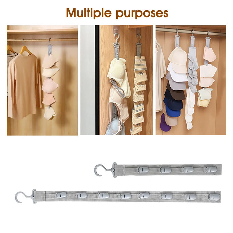 Vertical Hat Storage Clip Rack with 4 or 8 Clips - Space-Saving Wardrobe Organizer
