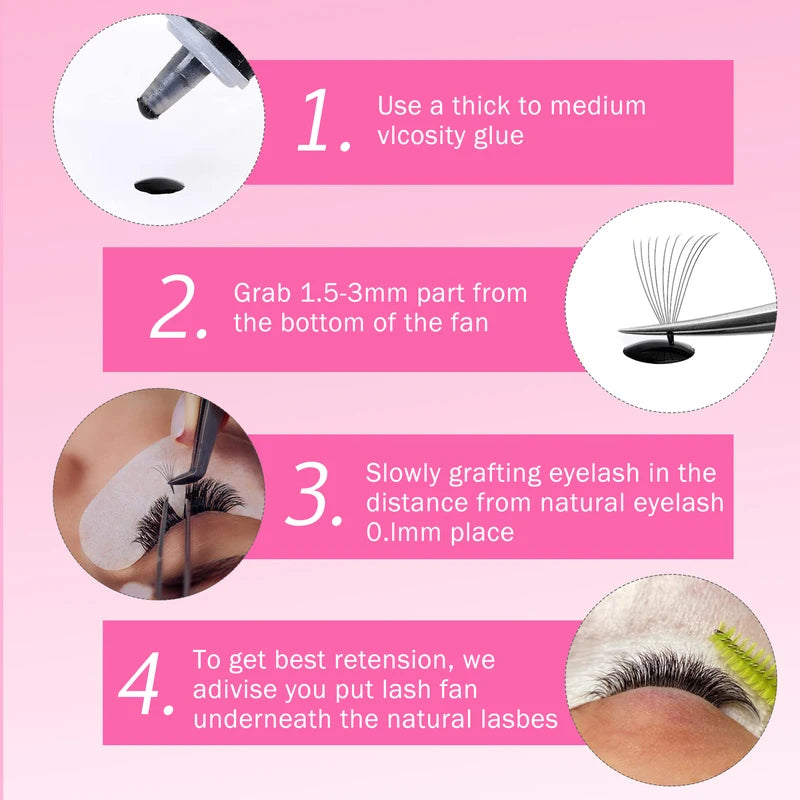 8-in-1 Premade Volume Lash Fans for Eyelash Extensions - 3D-16D Mix Lengths