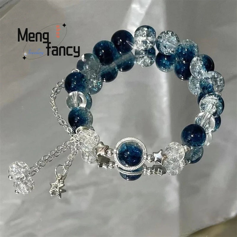 Black Obsidian Hair Crystal Bracelet for Women - Fashion Jewelry Gift Set