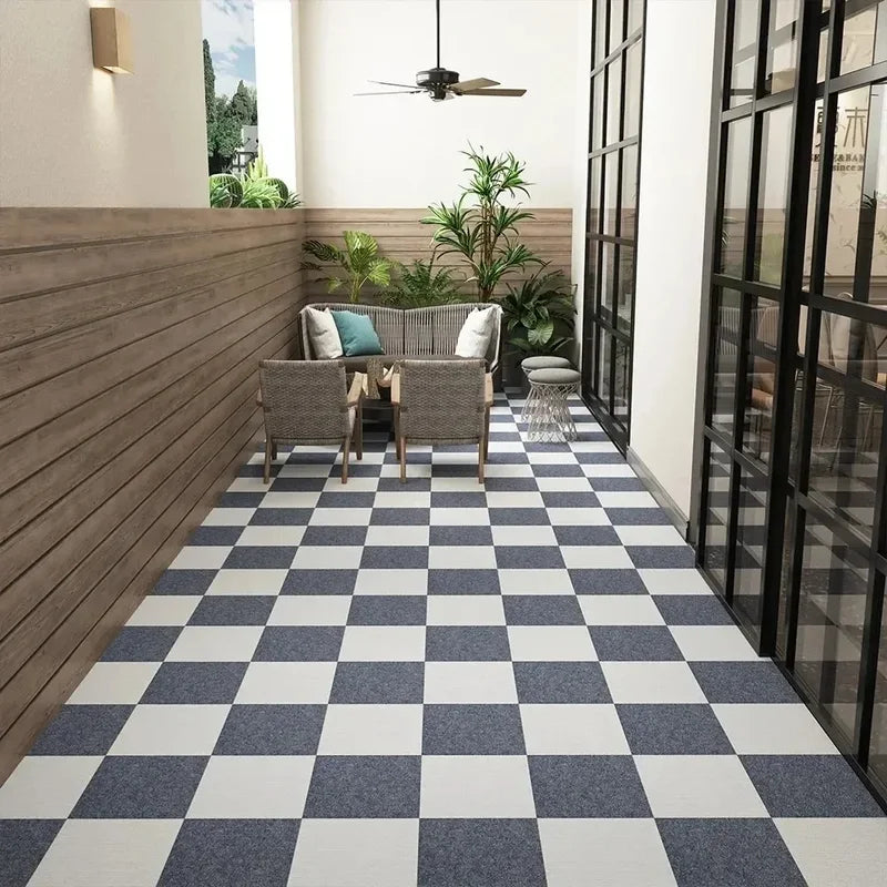 Self Adhesive Carpet Floor Tiles - Interlocking DIY Rug Mats for Kitchen & Home