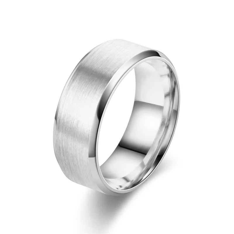 Men's Tungsten Wedding Band - Classic 8mm Stainless Steel Ring for Couples