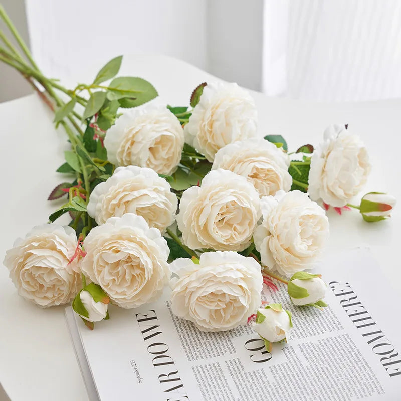 Artificial Silk Rose Flower Bridal Bouquet Fake Peony Wedding Table Decoration